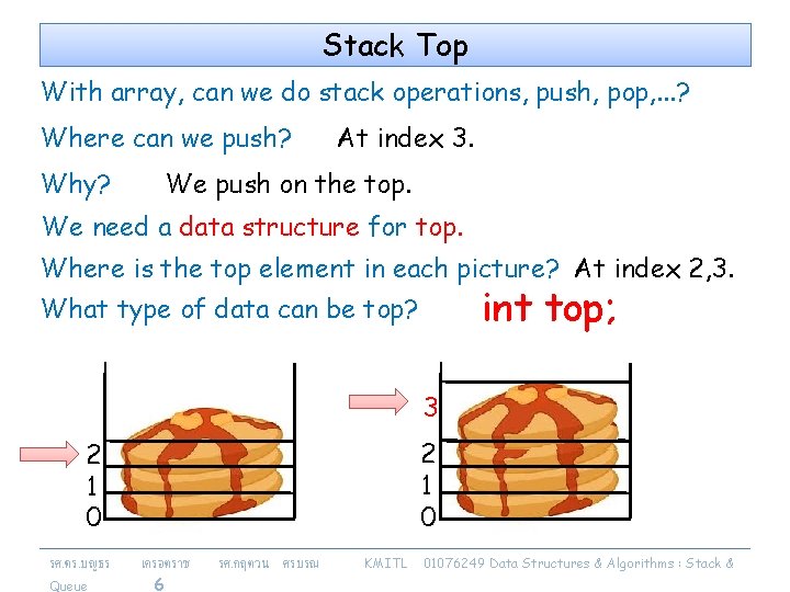 Stack Top With array, can we do stack operations, push, pop, . . .