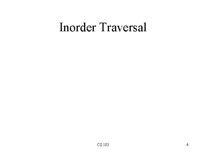 Inorder Traversal CS 103 4 