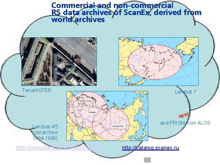 Commercial and non-commercial RS data archives of Scan. Ex, derived from world archives Terra/ASTER