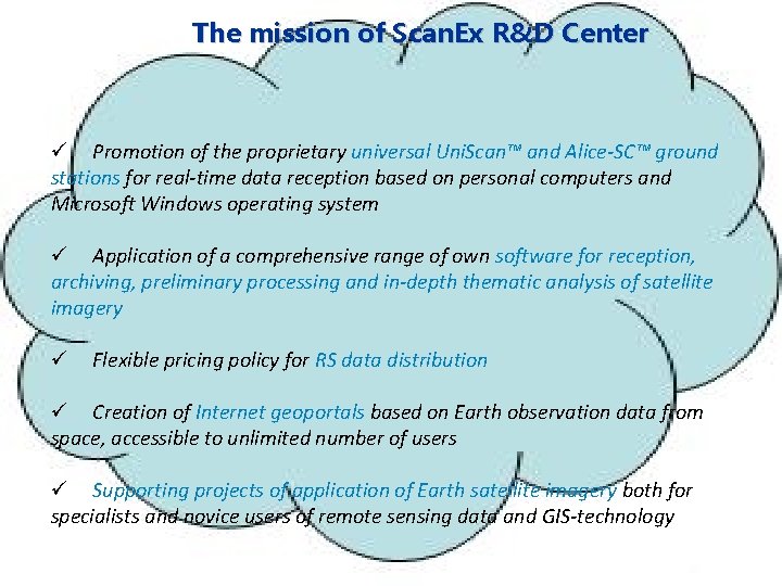 The mission of Scan. Ex R&D Center ü Promotion of the proprietary universal Uni.