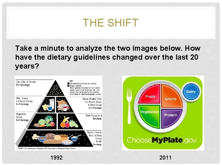 THE SHIFT Take a minute to analyze the two images below. How have the