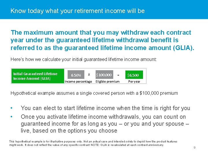 Know today what your retirement income will be The maximum amount that you may