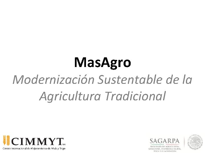 Mas. Agro Modernización Sustentable de la Agricultura Tradicional 