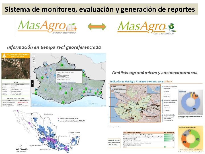 Sistema de monitoreo, evaluación y generación de reportes Información en tiempo real georeferenciada Análisis