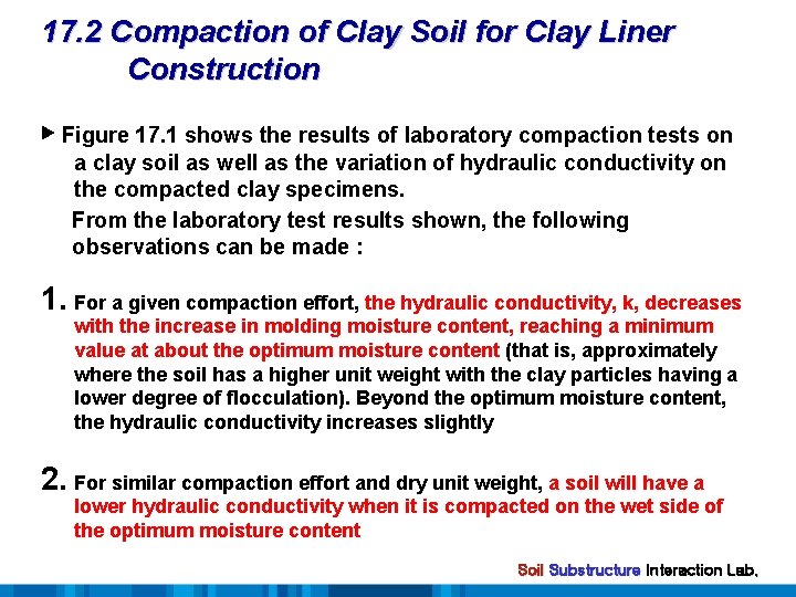 17. 2 Compaction of Clay Soil for Clay Liner Construction ▶ Figure 17. 1