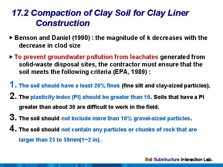 17. 2 Compaction of Clay Soil for Clay Liner Construction ▶ Benson and Daniel