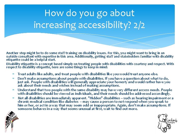 How do you go about increasing accessibility? 2/2 Another step might be to do