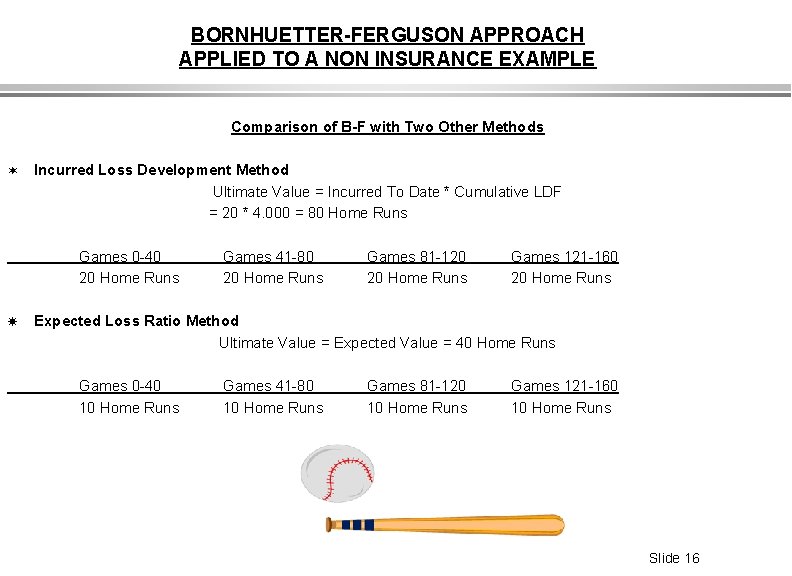 BORNHUETTER-FERGUSON APPROACH APPLIED TO A NON INSURANCE EXAMPLE Comparison of B-F with Two Other