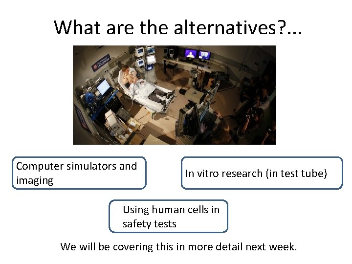 What are the alternatives? . . . Computer simulators and imaging In vitro research