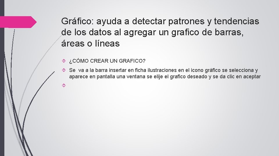 Gráfico: ayuda a detectar patrones y tendencias de los datos al agregar un grafico