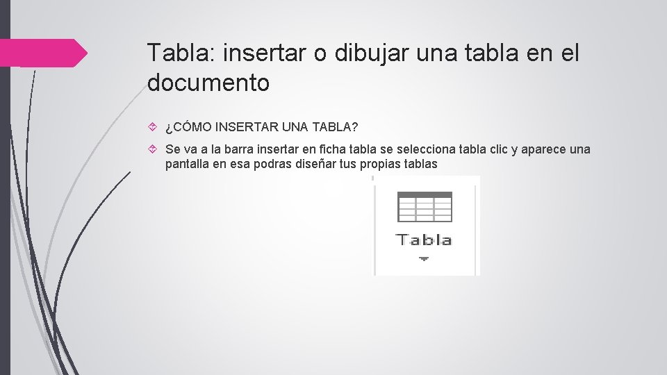 Tabla: insertar o dibujar una tabla en el documento ¿CÓMO INSERTAR UNA TABLA? Se