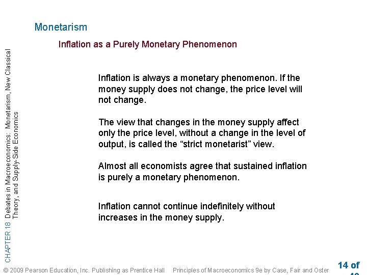 CHAPTER 18 Debates in Macroeconomics: Monetarism, New Classical Theory, and Supply-Side Economics Monetarism Inflation