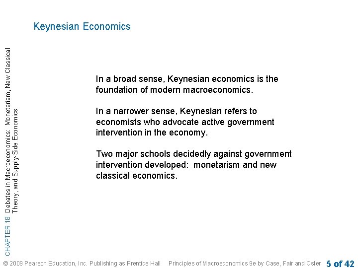 CHAPTER 18 Debates in Macroeconomics: Monetarism, New Classical Theory, and Supply-Side Economics Keynesian Economics