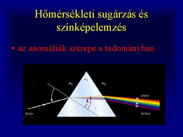 Hőmérsékleti sugárzás és színképelemzés • az anomáliák szerepe a tudományban 