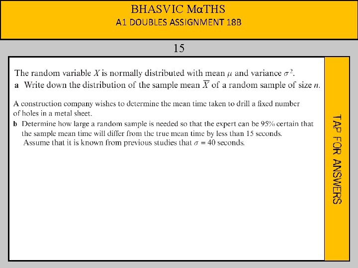 BHASVIC MαTHS A 1 DOUBLES ASSIGNMENT 18 B 15 