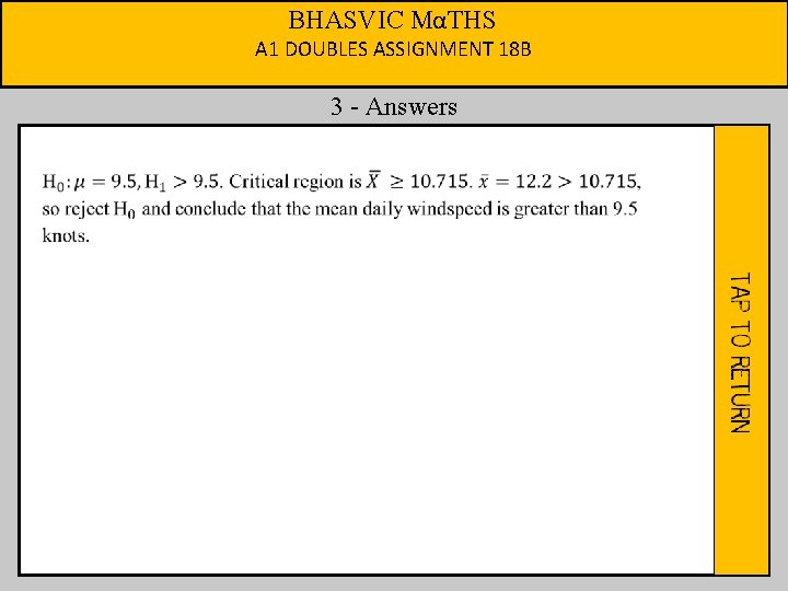 BHASVIC MαTHS A 1 DOUBLES ASSIGNMENT 18 B 3 - Answers 