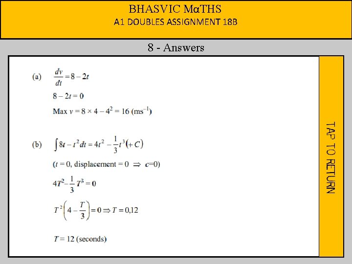 BHASVIC MαTHS A 1 DOUBLES ASSIGNMENT 18 B 8 - Answers 