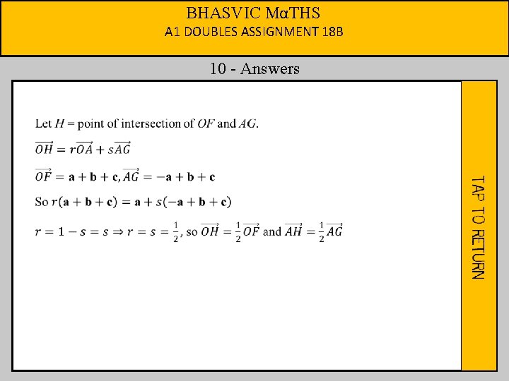 BHASVIC MαTHS A 1 DOUBLES ASSIGNMENT 18 B 10 - Answers 