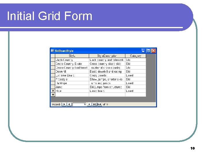 Initial Grid Form 10 