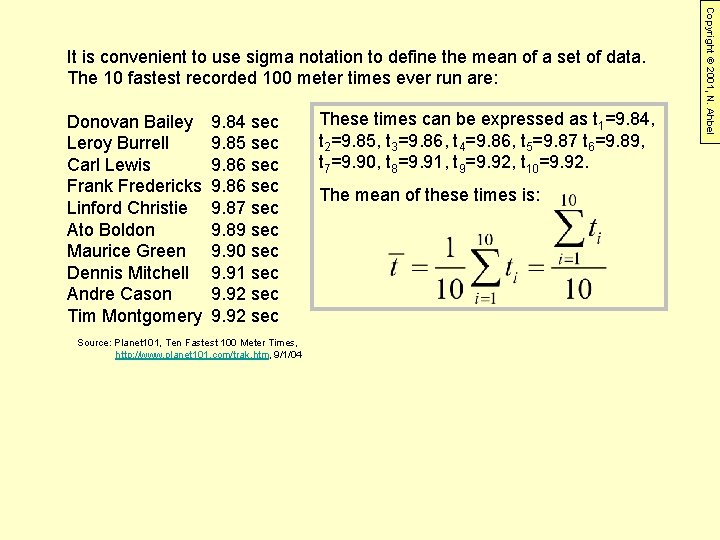 Donovan Bailey Leroy Burrell Carl Lewis Frank Fredericks Linford Christie Ato Boldon Maurice Green