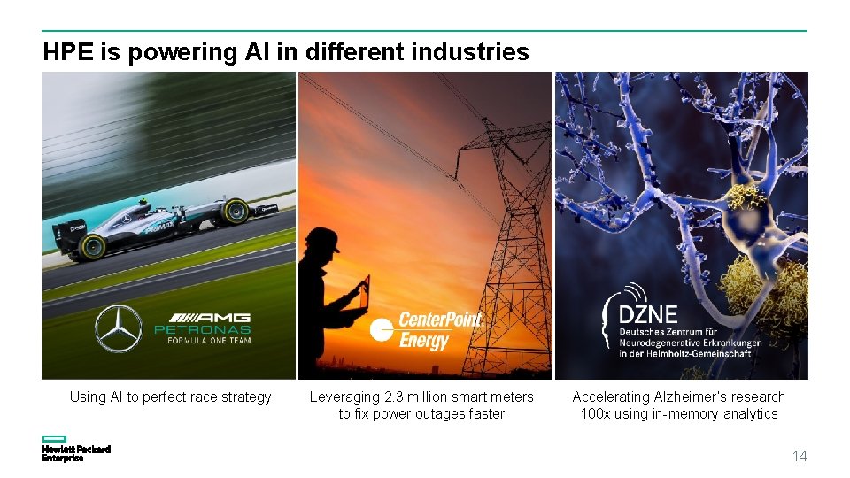 HPE is powering AI in different industries Using AI to perfect race strategy Leveraging