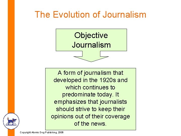 The Evolution of Journalism Objective Journalism A form of journalism that developed in the The Evolution of Journalism Objective Journalism A form of journalism that developed in the