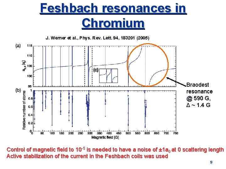 Feshbach resonances in Chromium J. Werner et al. , Phys. Rev. Lett. 94, 183201