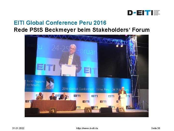 EITI Global Conference Peru 2016 Rede PSt. S Beckmeyer beim Stakeholders‘ Forum 31. 01.