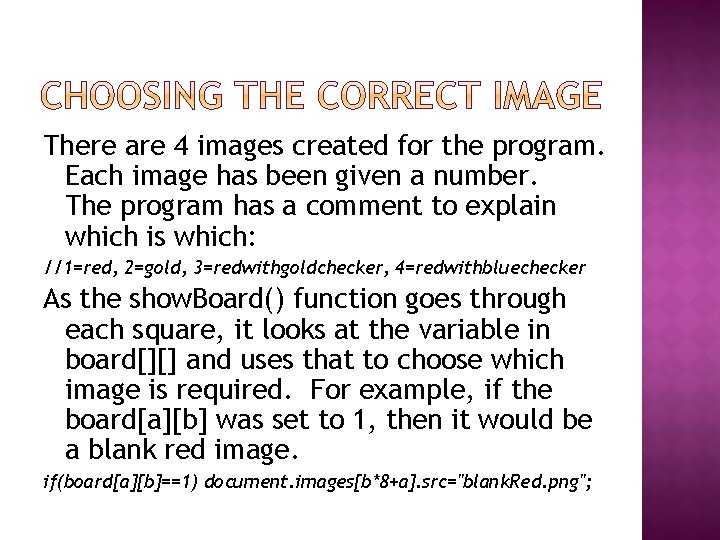 There are 4 images created for the program. Each image has been given a