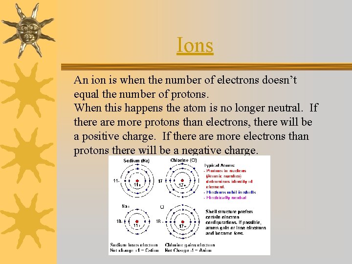Ions An ion is when the number of electrons doesn’t equal the number of