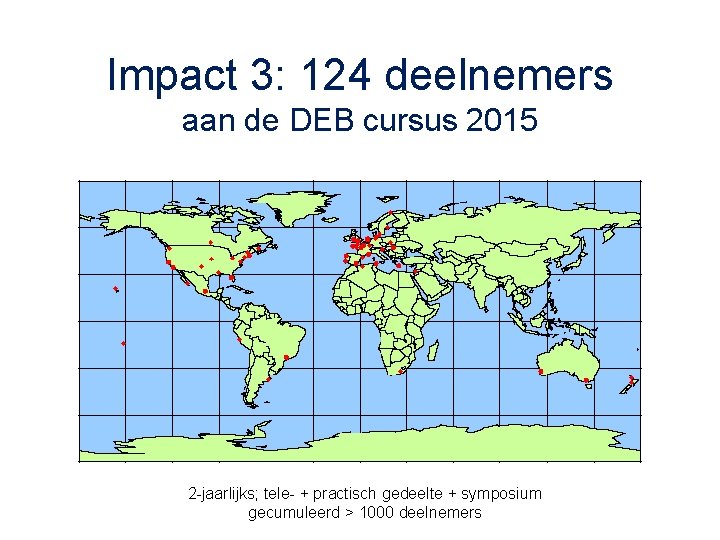 Impact 3: 124 deelnemers aan de DEB cursus 2015 2 -jaarlijks; tele- + practisch