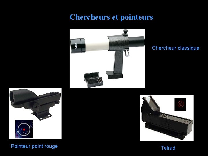 Chercheurs et pointeurs Chercheur classique Pointeur point rouge Telrad 