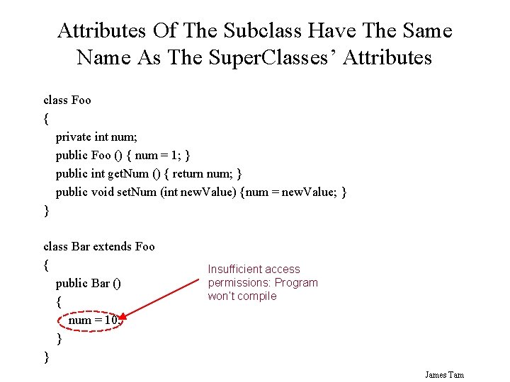 Attributes Of The Subclass Have The Same Name As The Super. Classes’ Attributes class