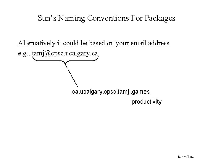 Sun’s Naming Conventions For Packages Alternatively it could be based on your email address