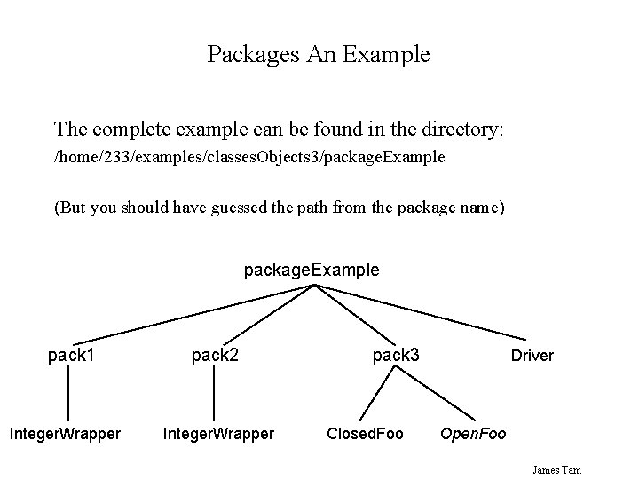 Packages An Example The complete example can be found in the directory: /home/233/examples/classes. Objects