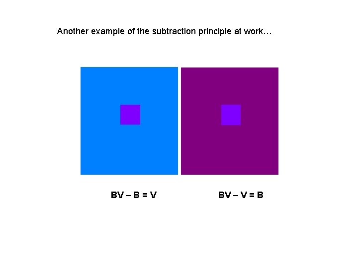 Another example of the subtraction principle at work… BV – B = V BV