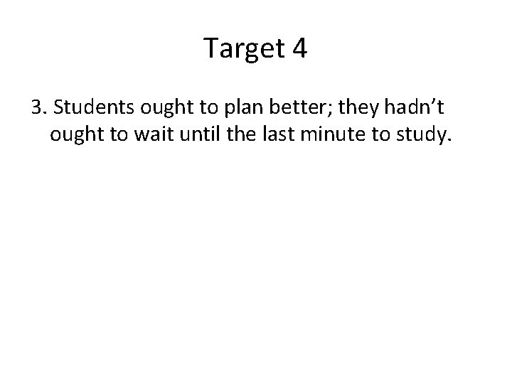 Target 4 3. Students ought to plan better; they hadn’t ought to wait until