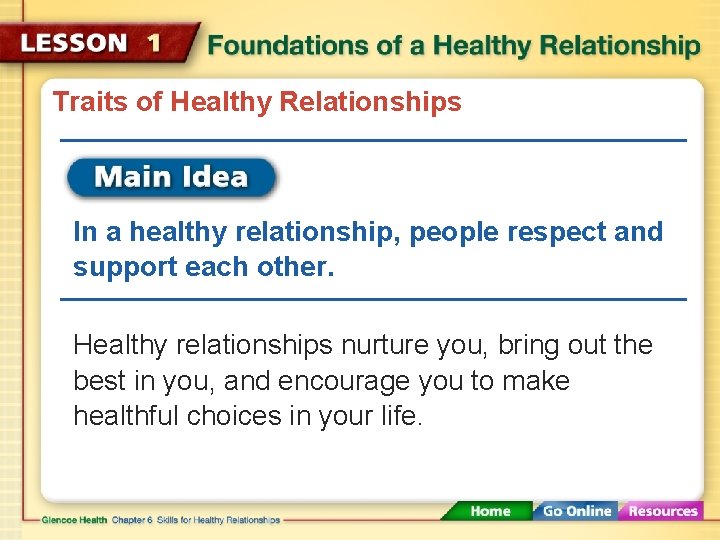 Traits of Healthy Relationships In a healthy relationship, people respect and support each other.