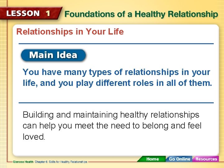 Relationships in Your Life You have many types of relationships in your life, and