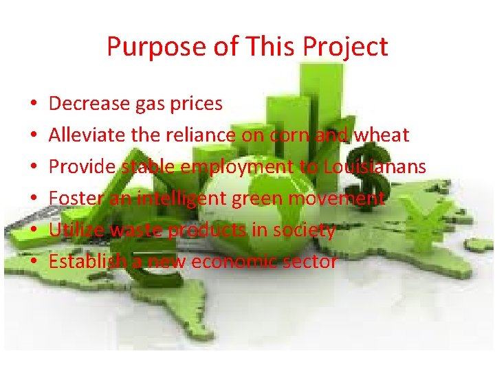 Purpose of This Project • • • Decrease gas prices Alleviate the reliance on