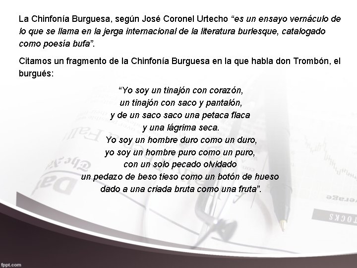 La Chinfonía Burguesa, según José Coronel Urtecho “es un ensayo vernáculo de lo que