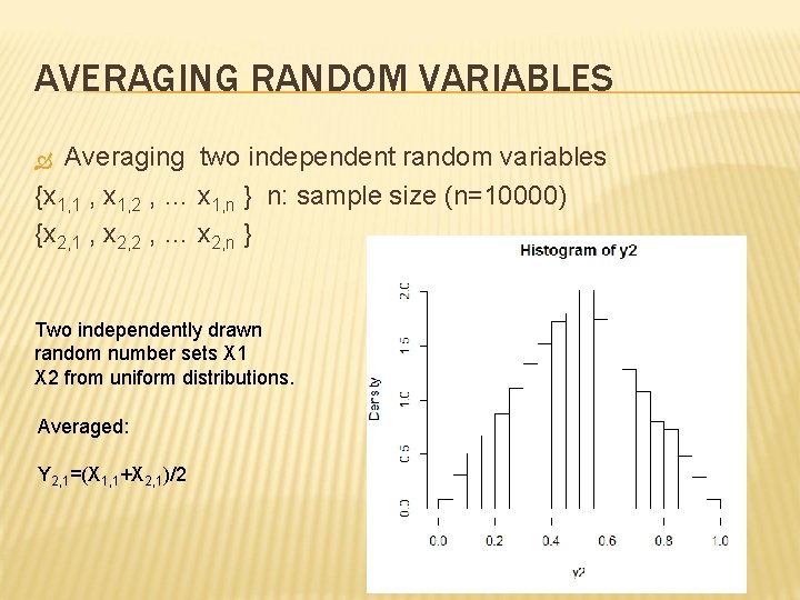 AVERAGING RANDOM VARIABLES Averaging two independent random variables {x 1, 1 , x 1,