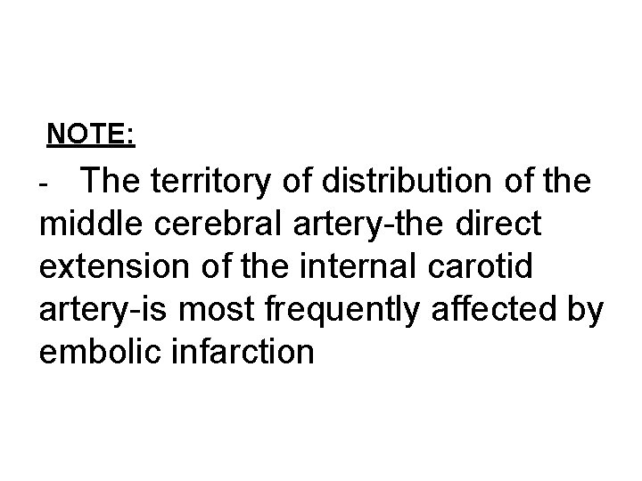 NOTE: The territory of distribution of the middle cerebral artery-the direct extension of the