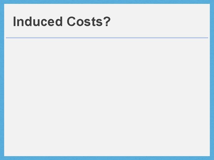 Induced Costs? 