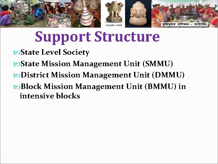 Support Structure State Level Society State Mission Management Unit (SMMU) District Mission Management Unit