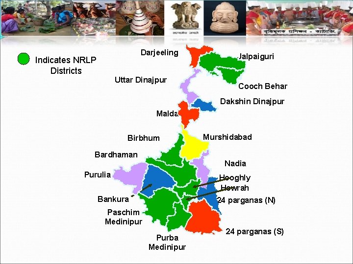 West Bengal State Map Darjeeling Indicates NRLP Districts Uttar Dinajpur Jalpaiguri Cooch Behar Dakshin