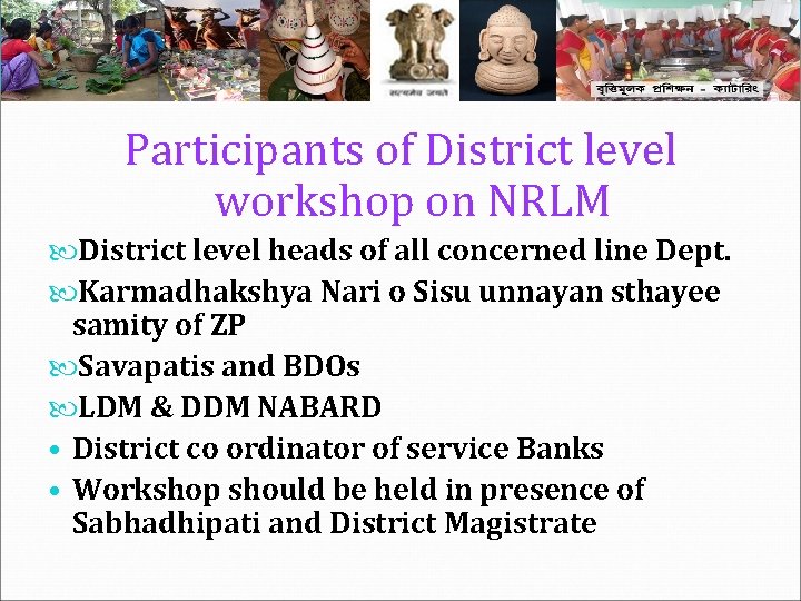 Participants of District level workshop on NRLM District level heads of all concerned line