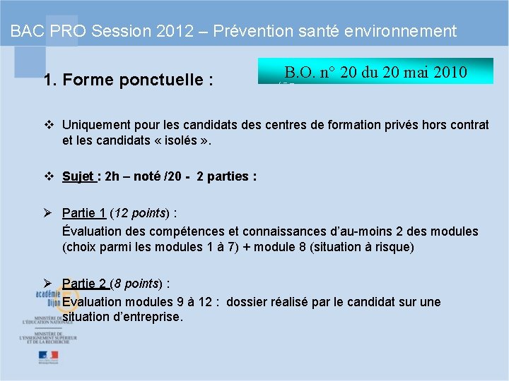 Enseignement gnraux BAC PRO Session 2012 BAC PRO