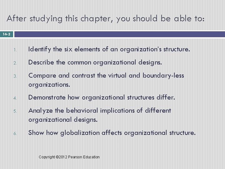 After studying this chapter, you should be able to: 14 - 2 1. Identify