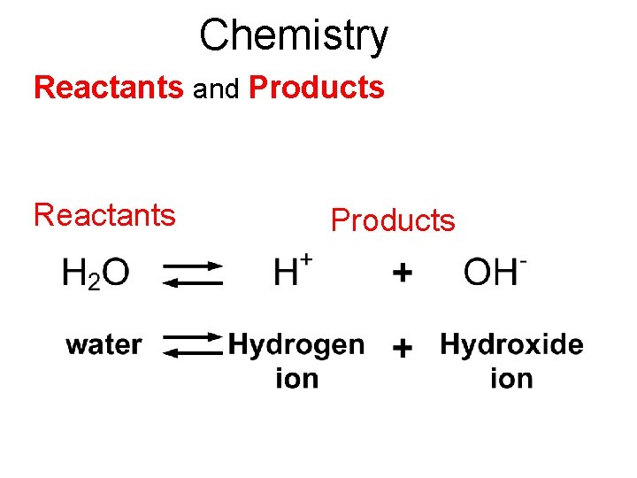 Chemistry Reactants and Products Reactants Products 